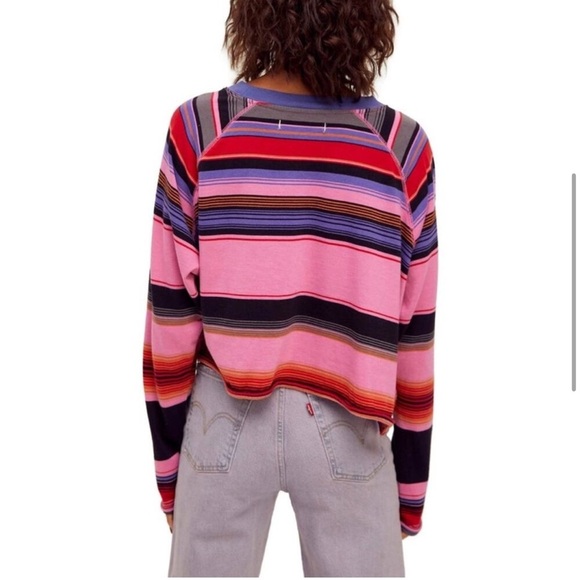 Free People | Baja Striped Long Sleeve T-Shirt small oversized - Picture 2 of 12